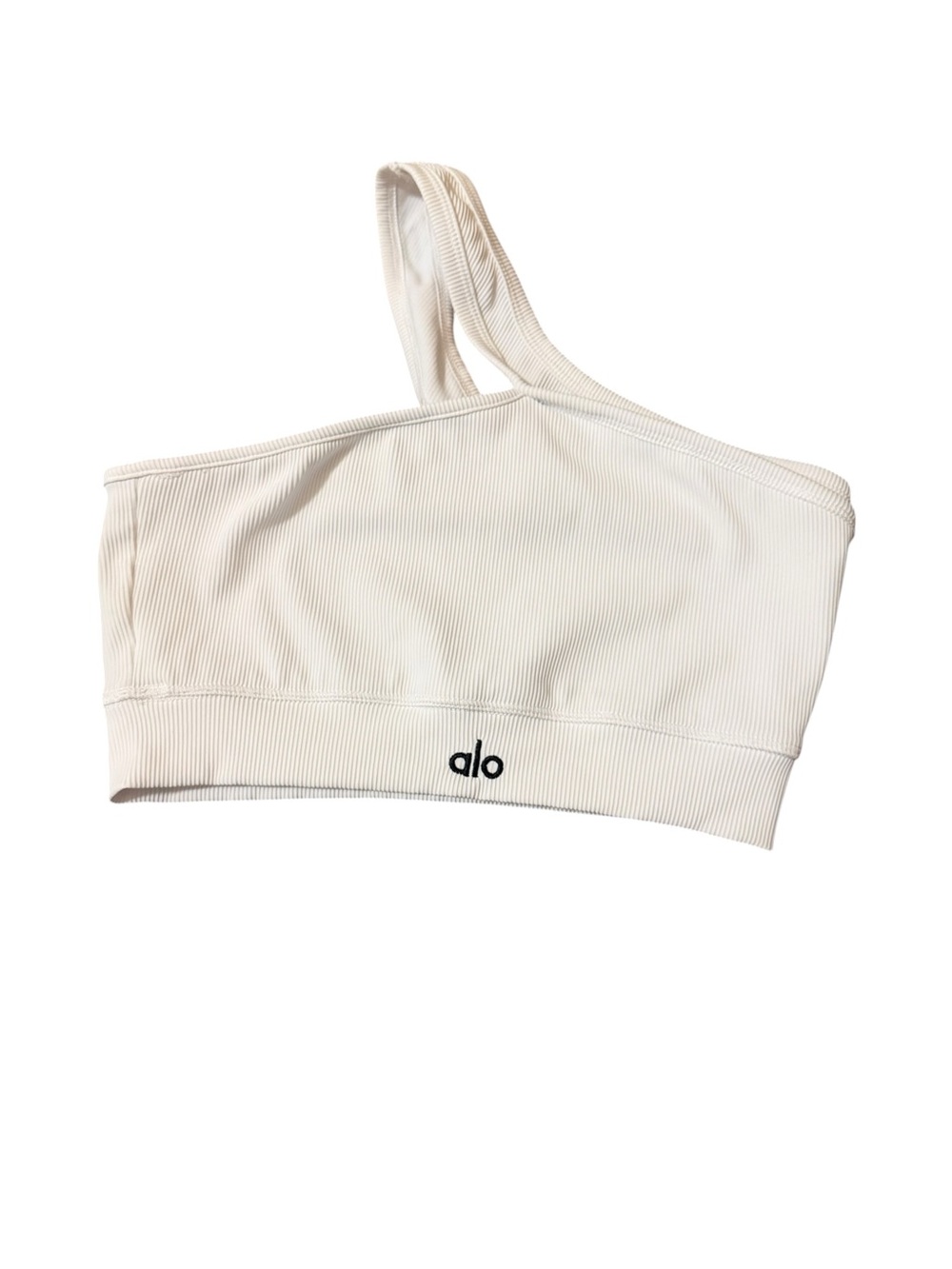 Alo Yoga One Shoulder Ribbed Sports Bra White 100% Cotton Women’s S Small City